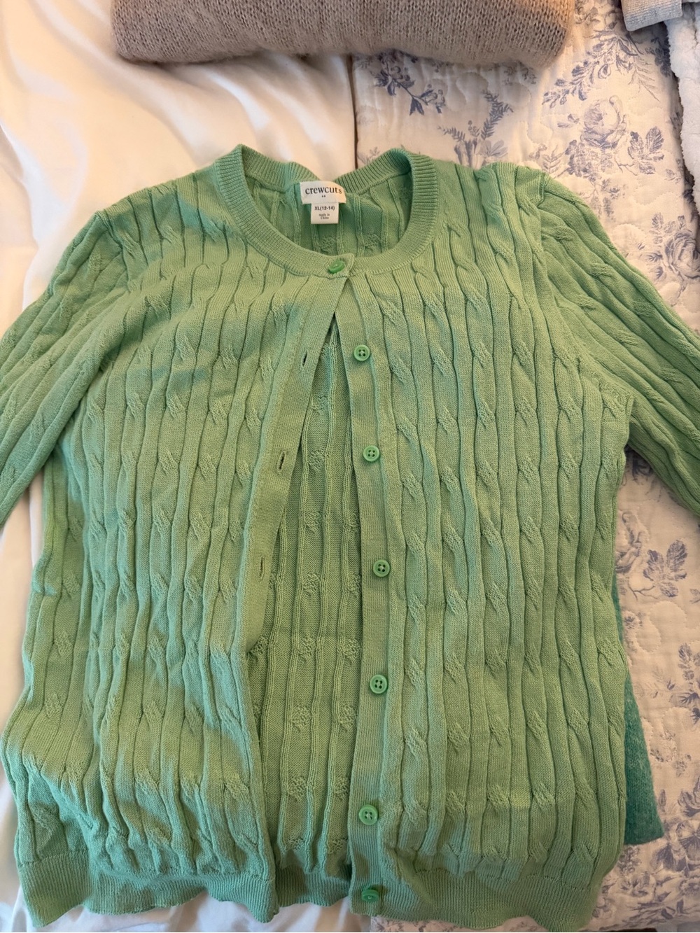 Crewcuts Light Green Cable-Knit Button Cardigan